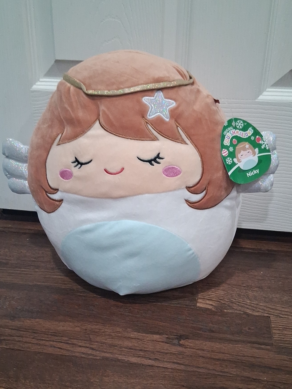Squishmallows Nicky Angel Plush - Brown, Light Blue & Silver